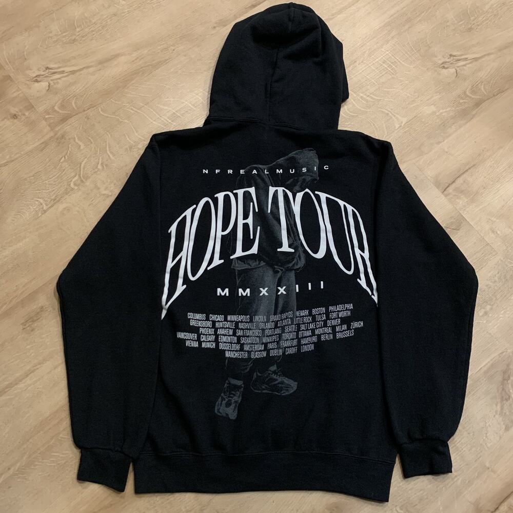 NF Real Music 2023 Hope Tour Hoodie Sweatshirt Men's Small S Black Pullover